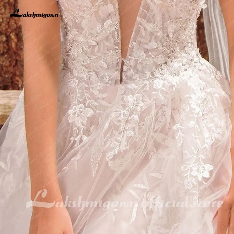 Roycebridal Blush Pink Wedding Dress A Line Bride Gowns Plus Size