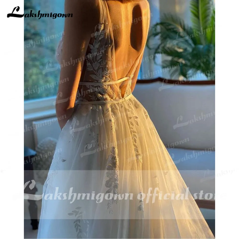 Roycebridal Ivory Lace Tulle Beading V-Neck Bridal Gowns Floor-Length A-Line Wedding Dresses Court Train Custom Made abiti da sposa