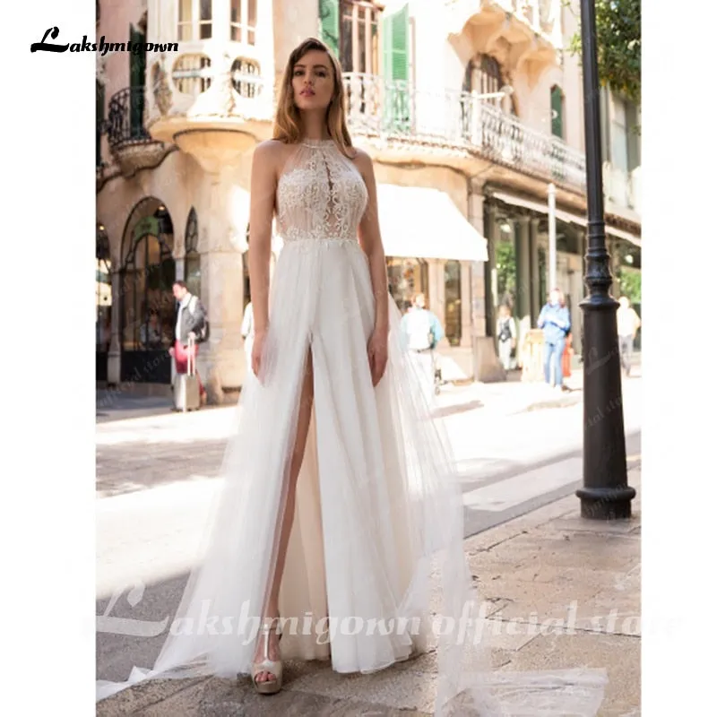 Roycebridal Lakshmigown Boho Wedding Dresses Sexy Off The Shoulder Vestido de Bodas Lace Bodice Elegant Bridal Backless Wedding Gown