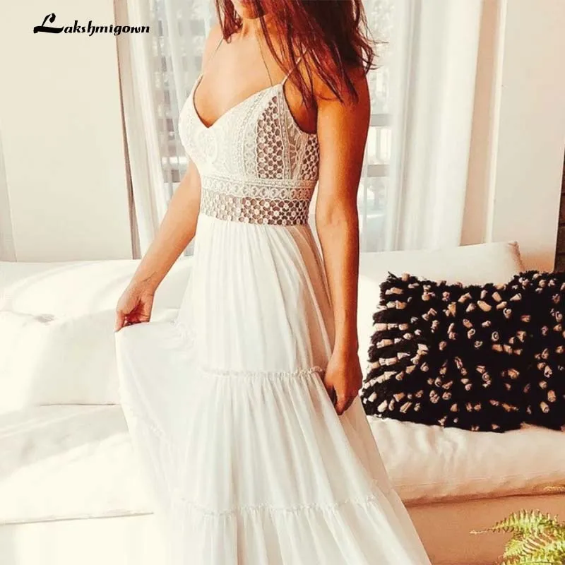 Roycebridal Lakshmigown Romantic Lace Boho Outdoor Wedding Dress Open Back Long Train Bridal gowns bruidsjurk plus size festido de noiva
