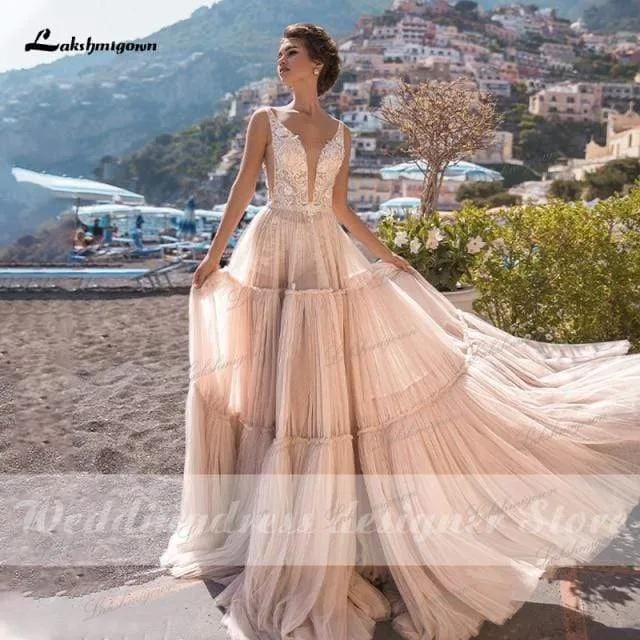 Roycebridal Wedding Dress  V Neck Country Tulle Beach