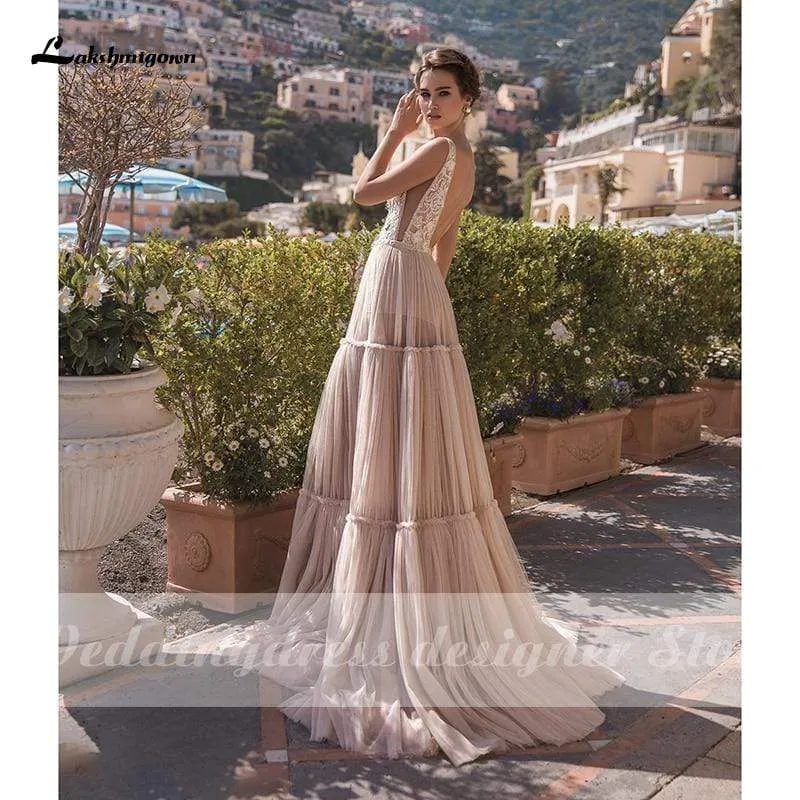 Roycebridal Wedding Dress  V Neck Country Tulle Beach
