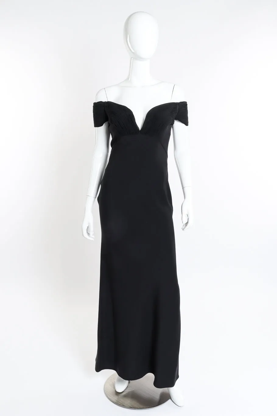 Ruched Bustier Off Shoulder Gown