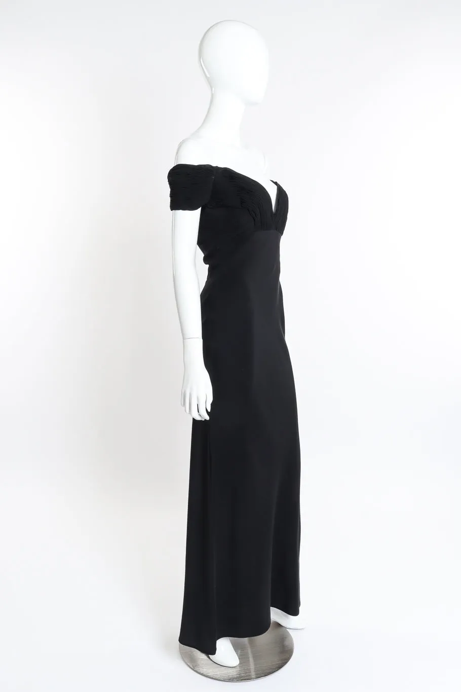 Ruched Bustier Off Shoulder Gown