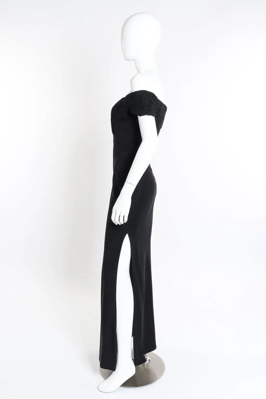 Ruched Bustier Off Shoulder Gown