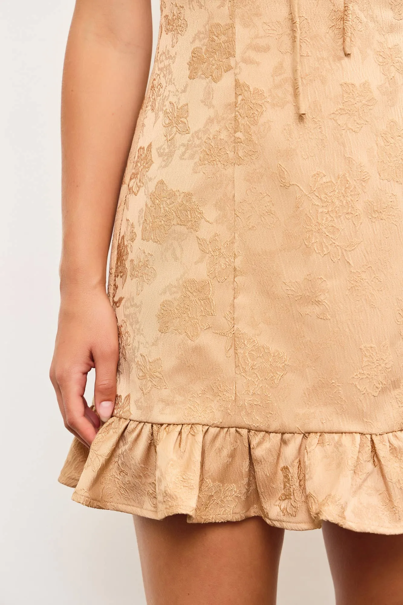 RUCHED DRAWSTRING FRONT SLEEVELESS DRESS