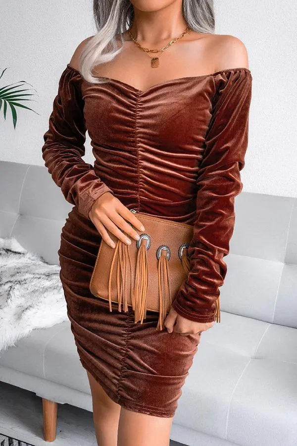 Ruched Velvet Mini Dress