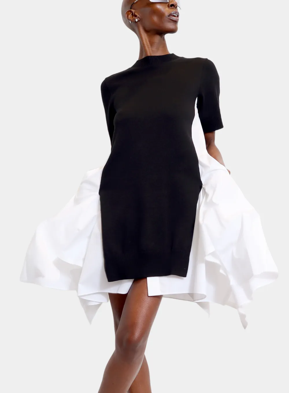 SACAI | Cotton Poplin x Knit Dress