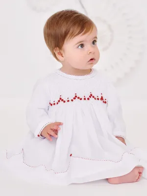 Sarah Louise White & Red Smocked Dress