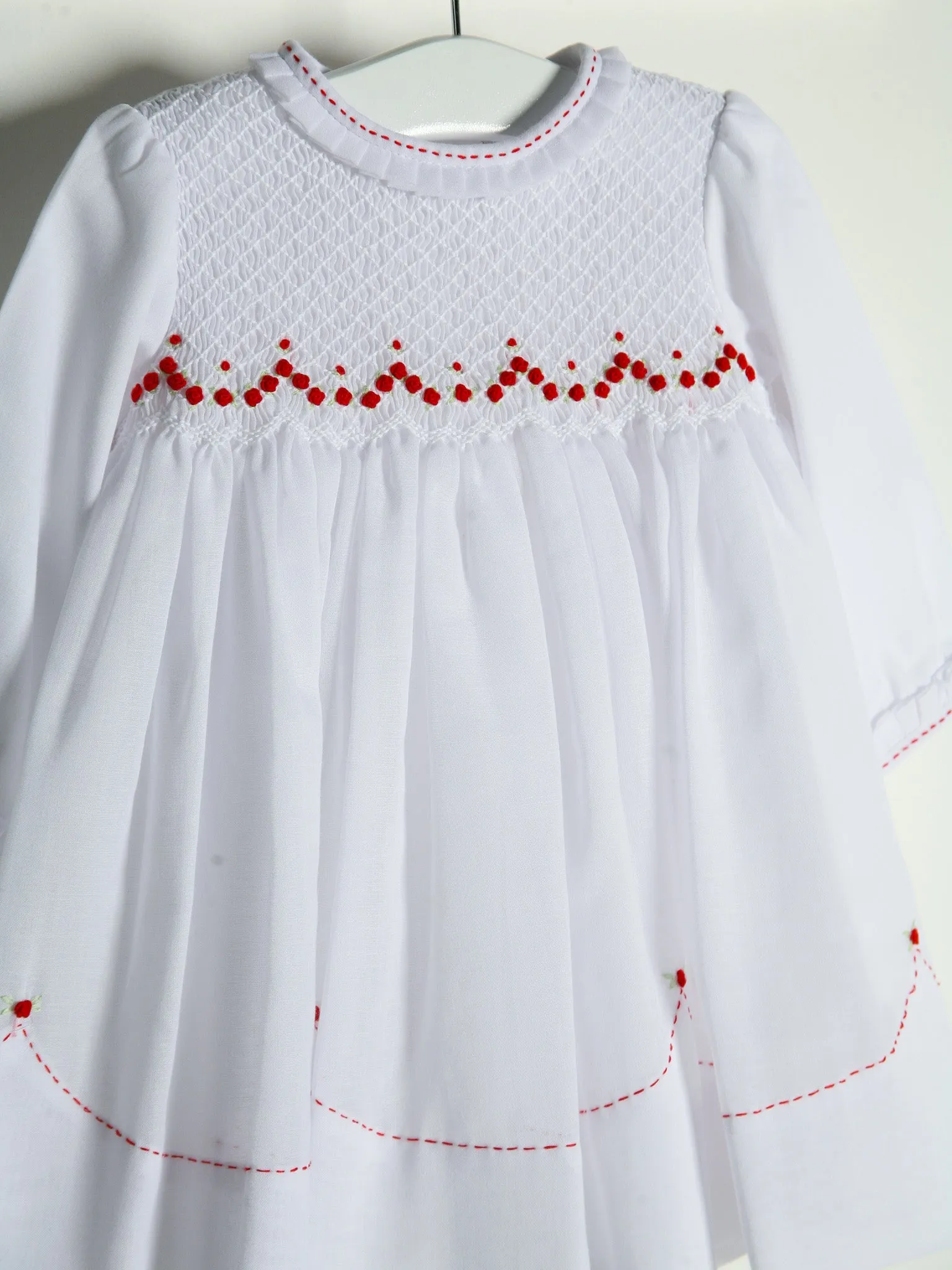 Sarah Louise White & Red Smocked Dress