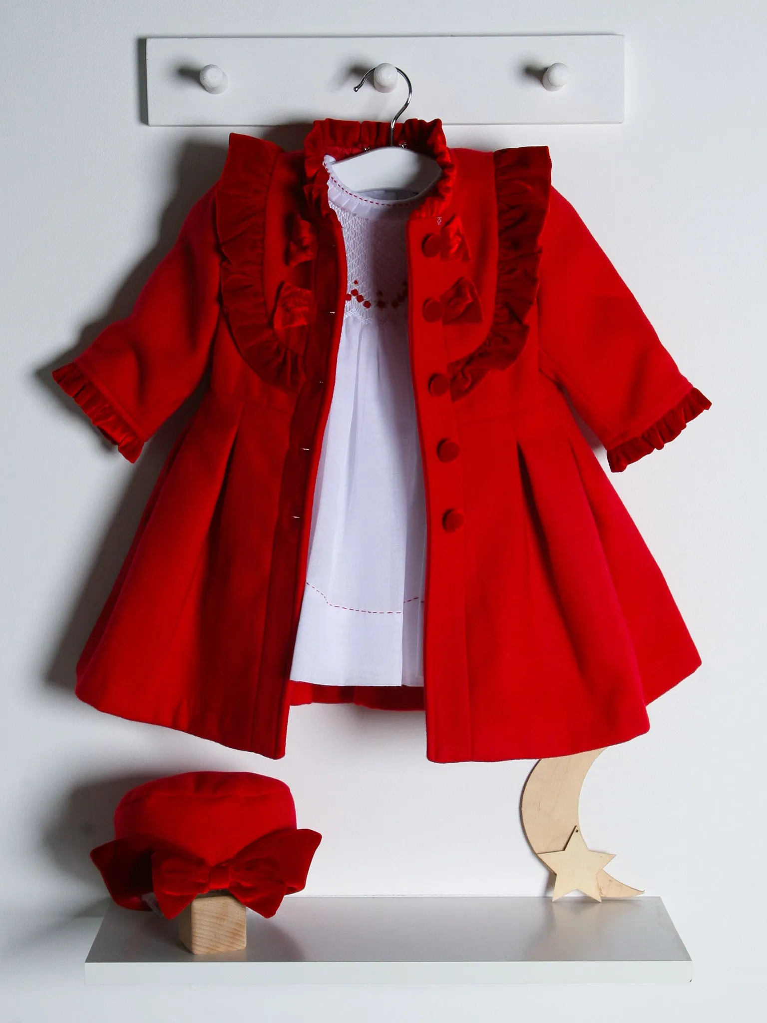 Sarah Louise White & Red Smocked Dress