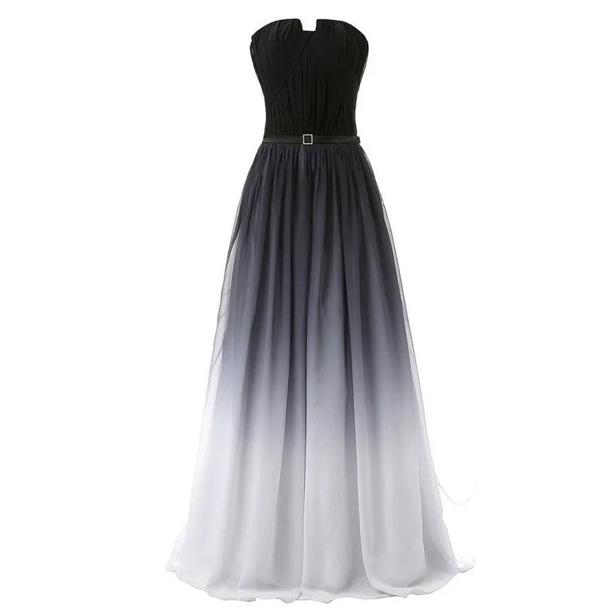 sd-hk A line Chiffon Gradient Color Prom Dress Off The Shoulder Ombre Gowns