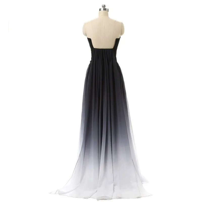 sd-hk A line Chiffon Gradient Color Prom Dress Off The Shoulder Ombre Gowns