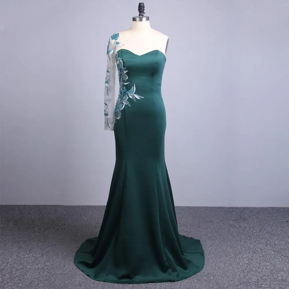sd-hk Women Wedding Dress Backless Single Shoulder Prom Gowns