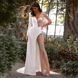 Sexy Jumpsuit Wedding Dresses Open Back