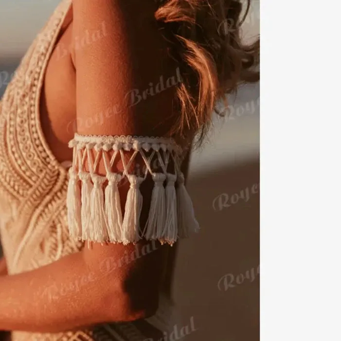 Sexy Tassel Lace Backless Mermaid Boho Wedding Dress