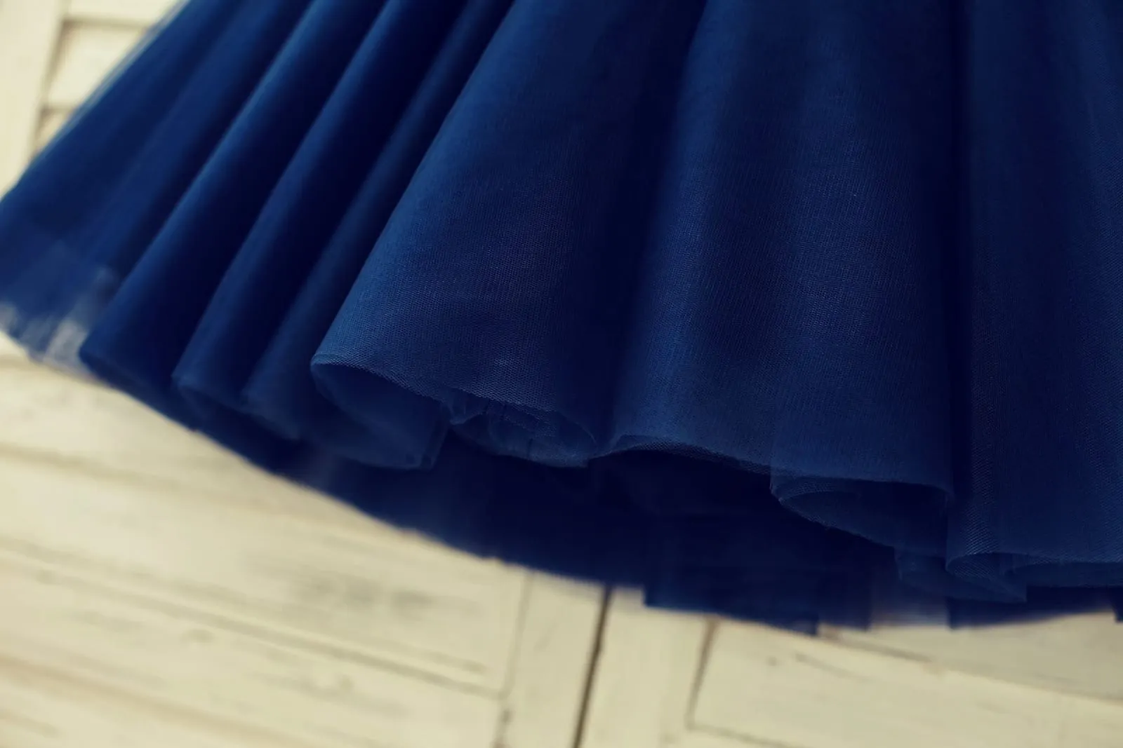 Sheer Neck Navy Blue/Blush/Champagne Lace Tulle Flower Girl Dress