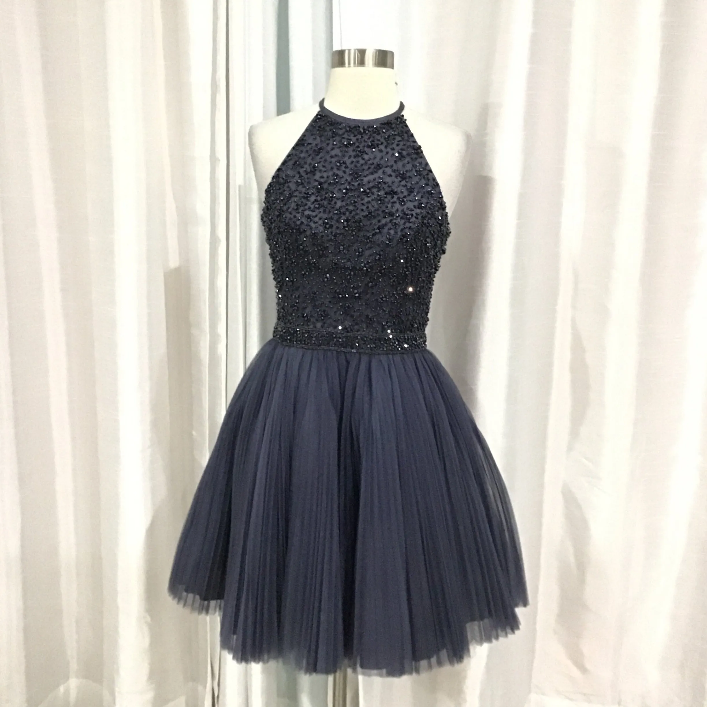 SHERRI HILL 32335 Black Short Halter Top Dress Size 4