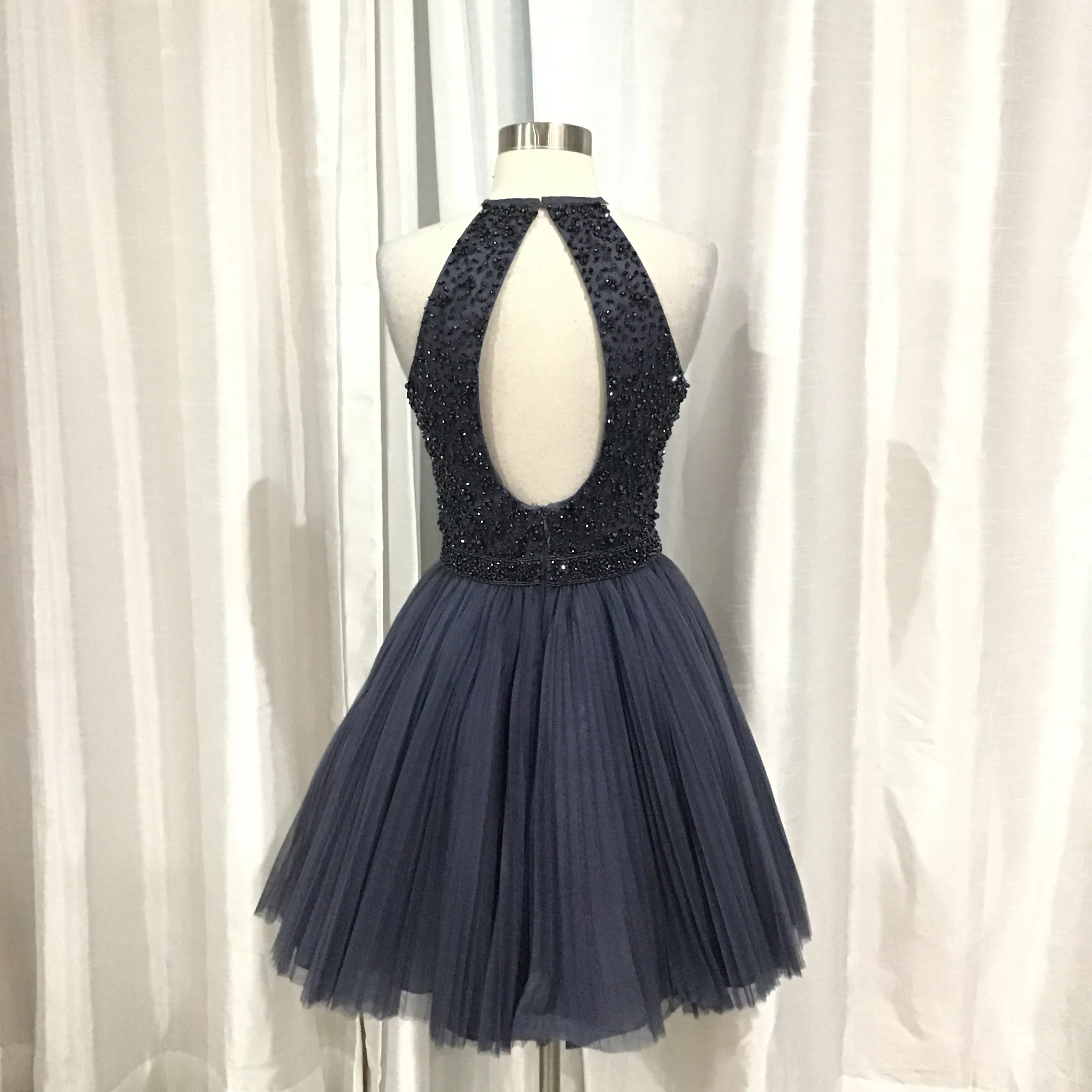 SHERRI HILL 32335 Black Short Halter Top Dress Size 4