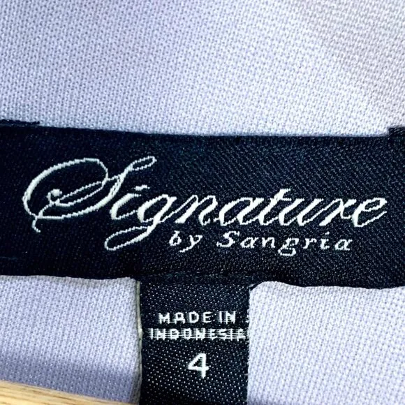Signature By Sangria Modern Social Cocktail Dress 4 Silver Ruched Floral Accents