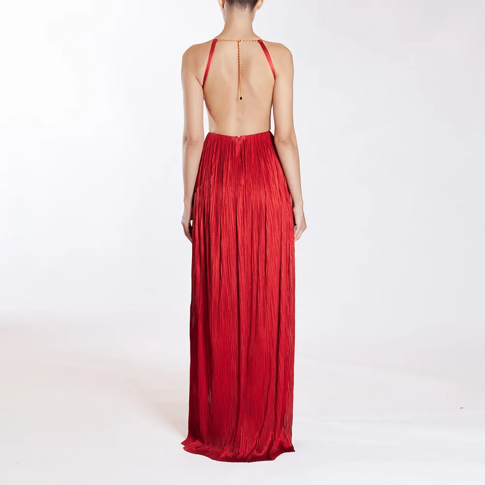 Sleeveless Ruched Maxi Dress KLYF1284