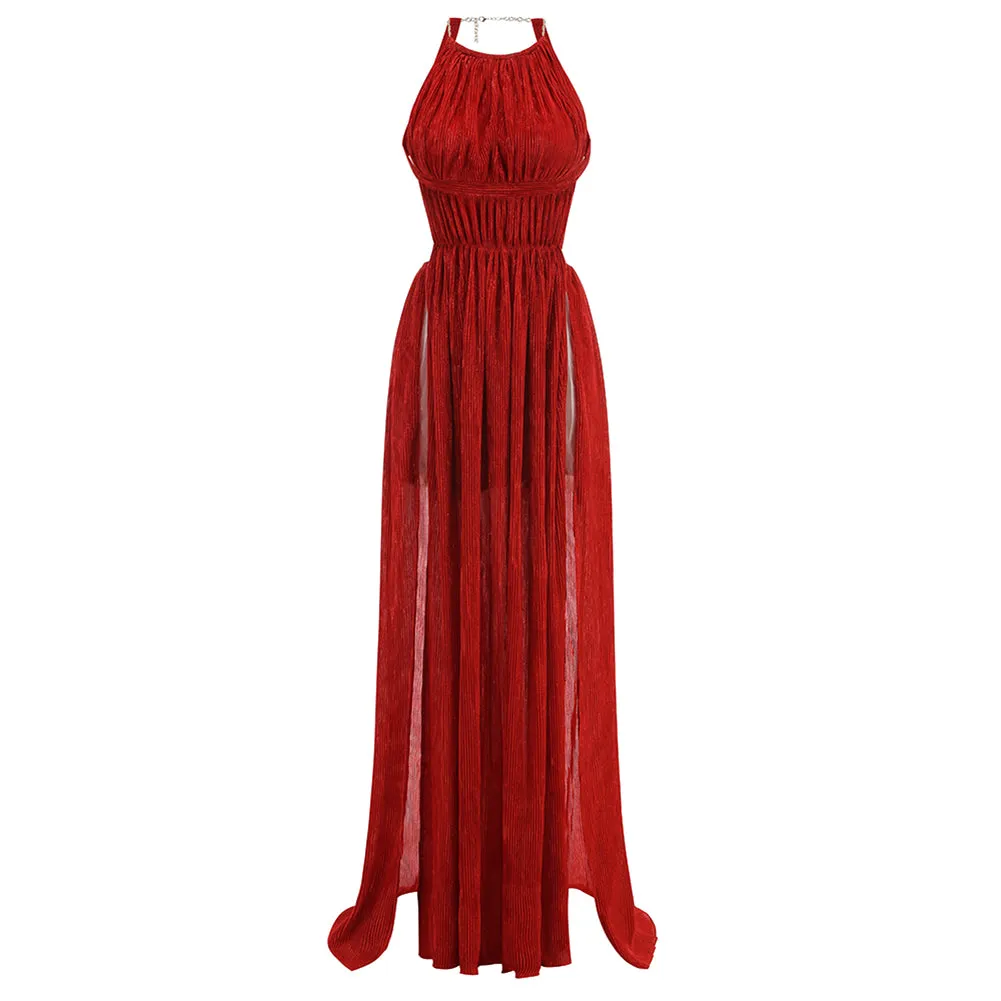 Sleeveless Ruched Maxi Dress KLYF1284