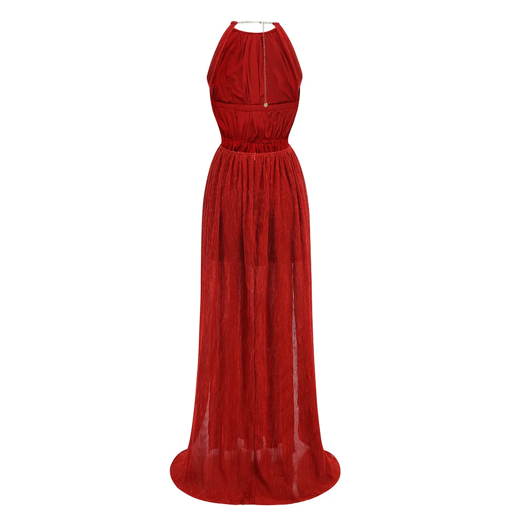 Sleeveless Ruched Maxi Dress KLYF1284