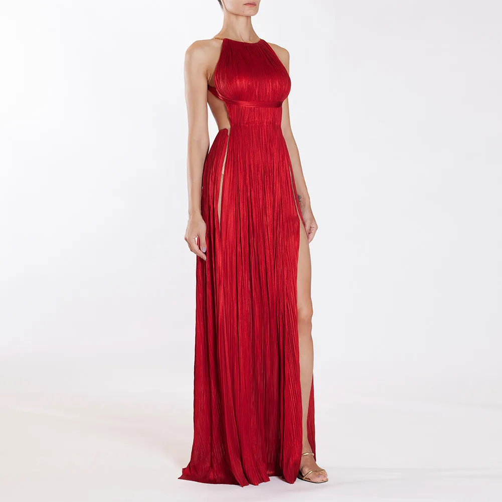 Sleeveless Ruched Maxi Dress KLYF1284