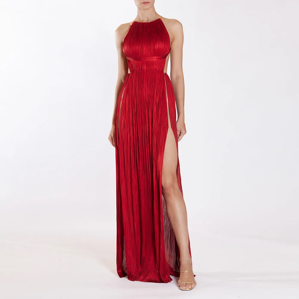 Sleeveless Ruched Maxi Dress KLYF1284