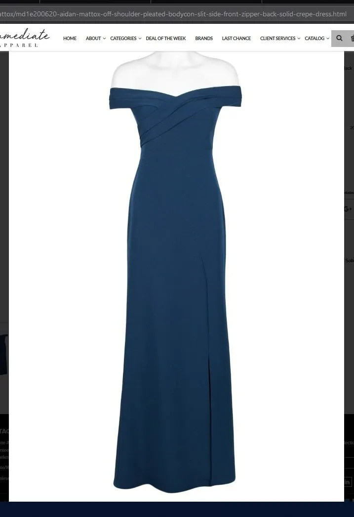 Slit Aidan Mattox  MD1E200620 Off-Shoulder Pleated Bodycon