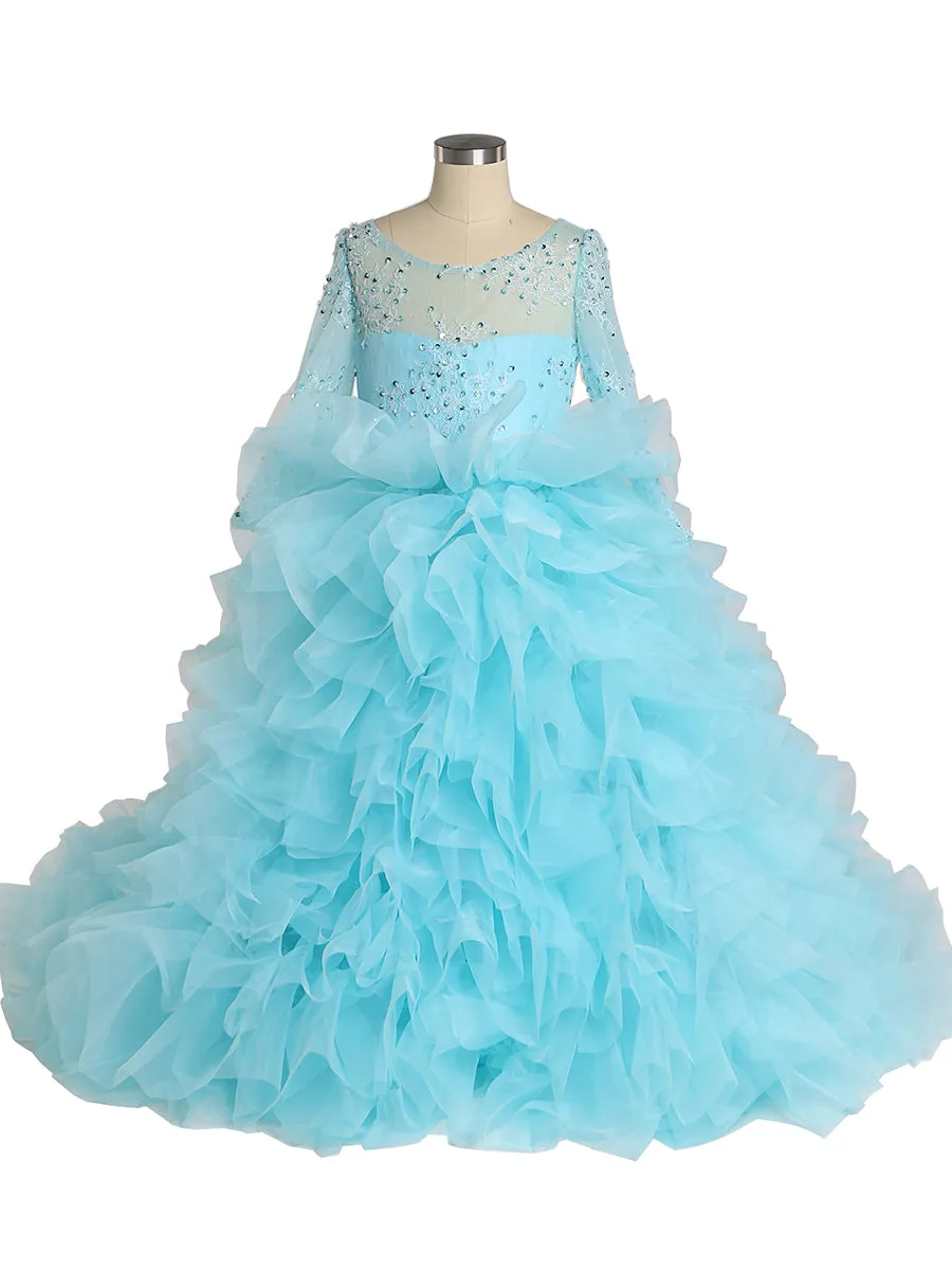 Soft Organza Ruffles Little Flower Girls Dresses for Weddings Baby Party Frocks Children Photography Dress Outfit YEWEN