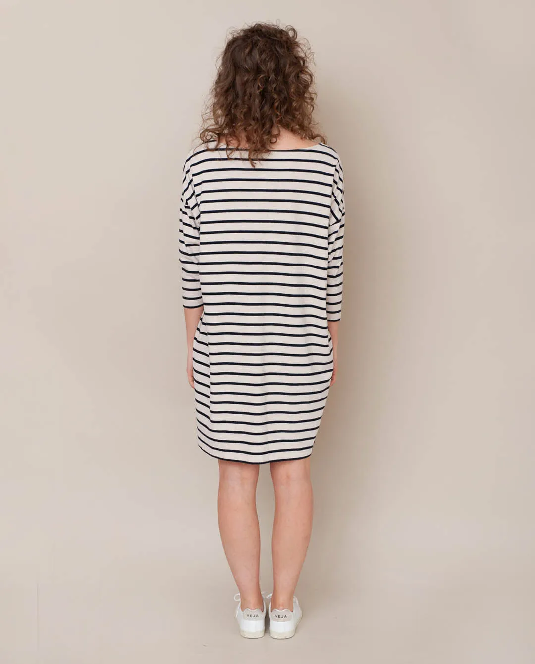 Sophie-Sue Organic Cotton Dress In Bone Marl & Black