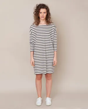 Sophie-Sue Organic Cotton Dress In Bone Marl & Black