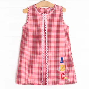 Spelling Bee Sweetie Applique Dress, Red