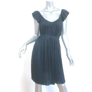 Stella McCartney Accordion Pleated Dress Navy Cotton Jersey Size 38