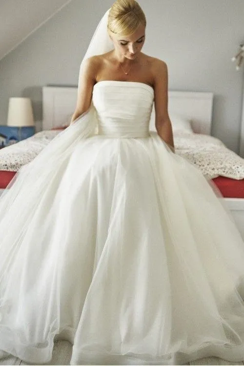 Strapless Floor-Length Wedding Dresses Backless