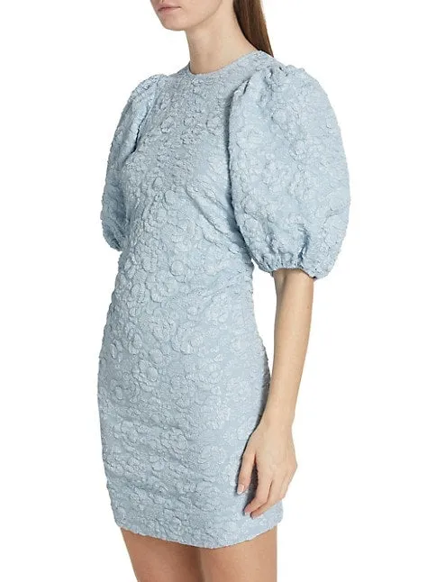Stretch Jacquard Puff Sleeve Dress