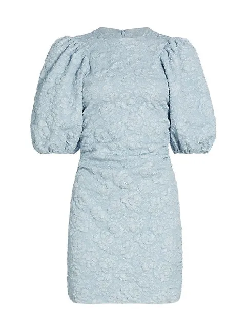 Stretch Jacquard Puff Sleeve Dress