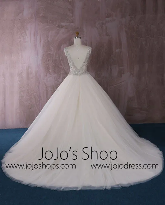 Stunning Tulle Ball Gown Wedding Dress with Jeweled Embroideries | QT815006