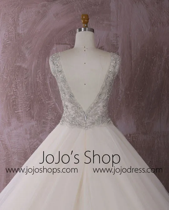 Stunning Tulle Ball Gown Wedding Dress with Jeweled Embroideries | QT815006