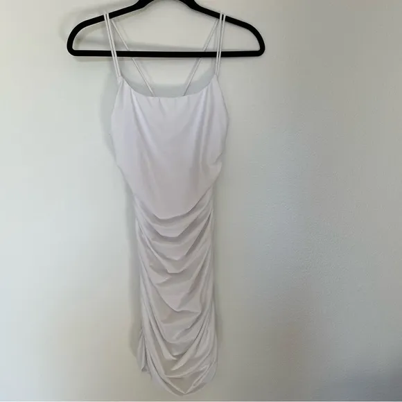 superdown Lisa Ruched Mini Dress in White Size Medium