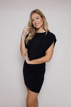 SUZY D Gina Crepe Jersey A Symetric Ruched Dress