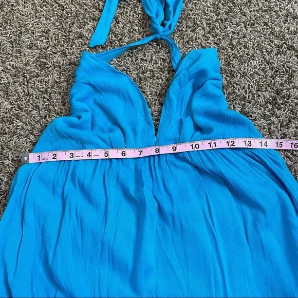 Sweet Lovely By Jen Boutique Blue Open Back Halter Top Dress Size Medium NWOT