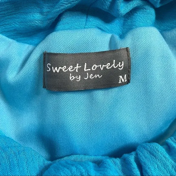 Sweet Lovely By Jen Boutique Blue Open Back Halter Top Dress Size Medium NWOT