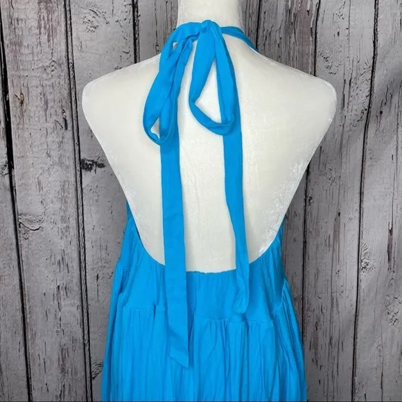 Sweet Lovely By Jen Boutique Blue Open Back Halter Top Dress Size Medium NWOT