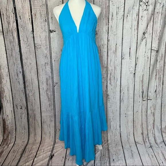 Sweet Lovely By Jen Boutique Blue Open Back Halter Top Dress Size Medium NWOT