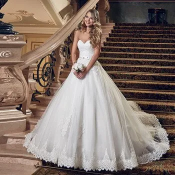 Sweetheart Neck Lace Up Back Princess Bridal Dress