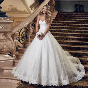 Sweetheart Neck Lace Up Back Princess Bridal Dress