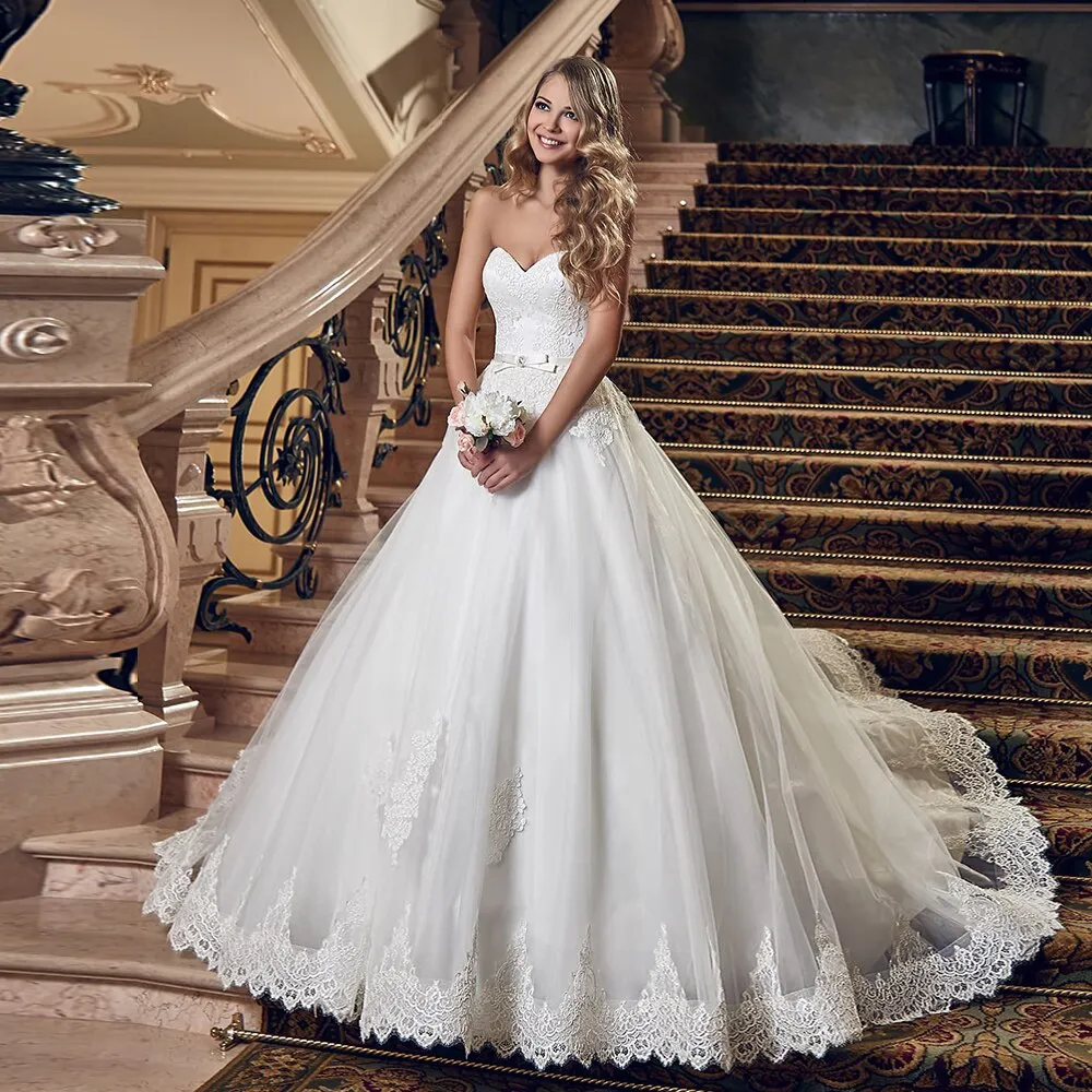 Sweetheart Neck Lace Up Back Princess Bridal Dress