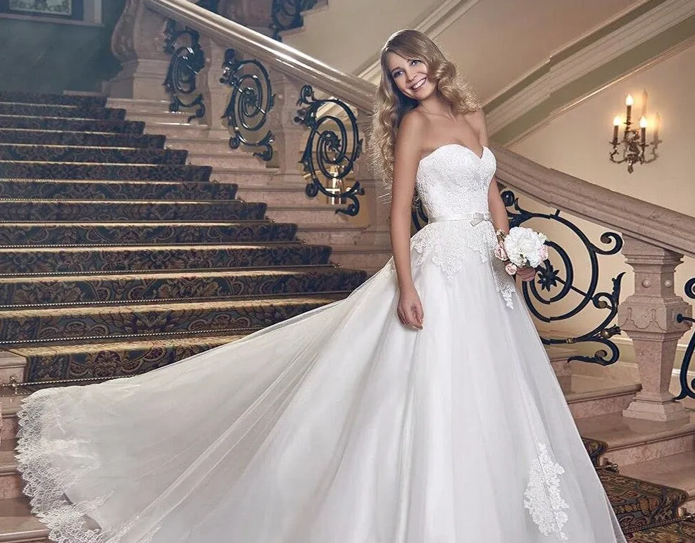 Sweetheart Neck Lace Up Back Princess Bridal Dress